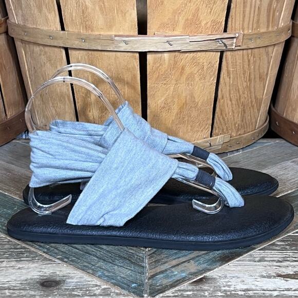 Sanuk Yoga Sling 2 Gray Heather Yoga Mat Slingback Thong Sandals Womens Size 9 - Picture 1 of 11